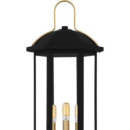 Crestfield 3Lt 28" Outdoor Lantern, Black/Clear