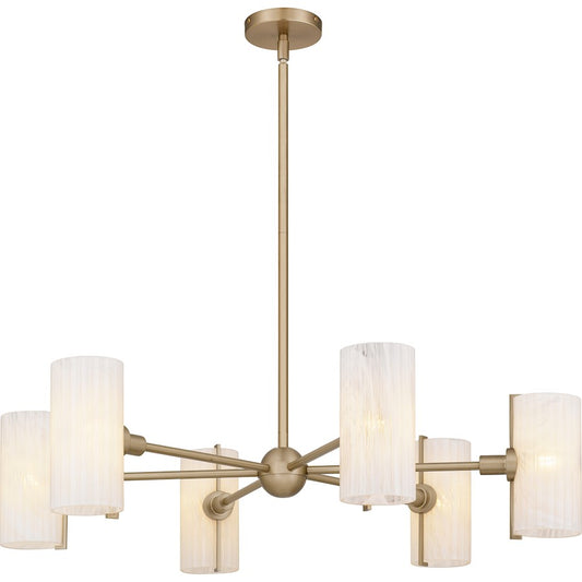 Quoizel Curran 6Lt Chandelier, Bronze Gold/Clear Ribbed Swirl - CRR5036BGD