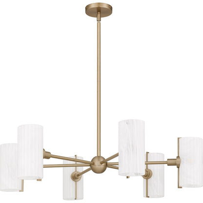 Curran 6Lt Chandelier, Bronze Gold/Clear Ribbed Swirl
