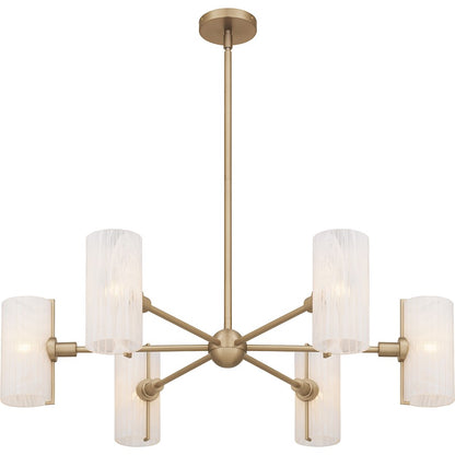 Curran 6Lt Chandelier, Bronze Gold/Clear Ribbed Swirl