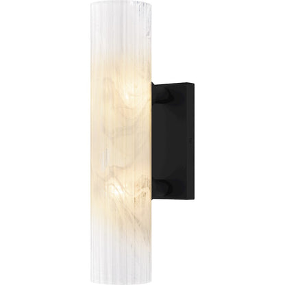 Quoizel Curran 2Lt Wall Sconce, Black/Clear Ribbed Swirl - CRR8805MBK