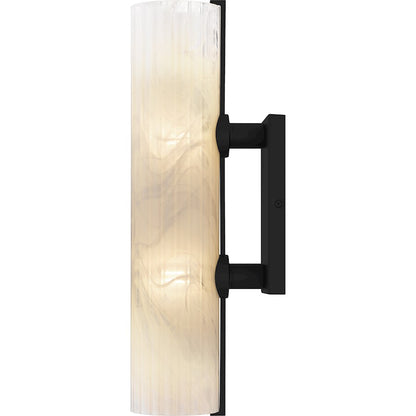 Curran 2Lt Wall Sconce, Black/Clear Ribbed Swirl