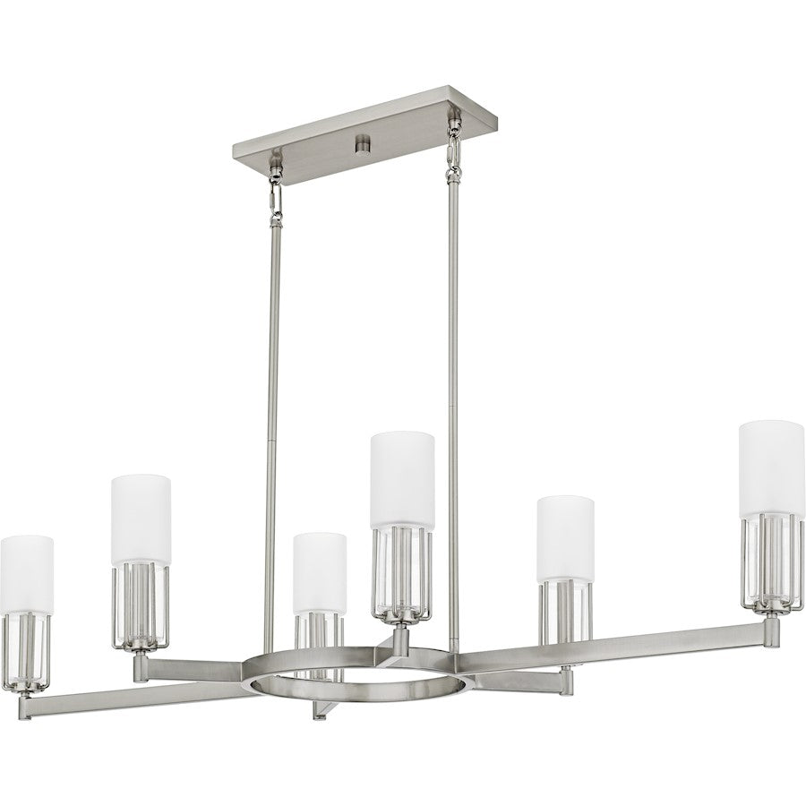 Cruz 6Light Island Light, Brushed Nickel/Clear Etched Glass