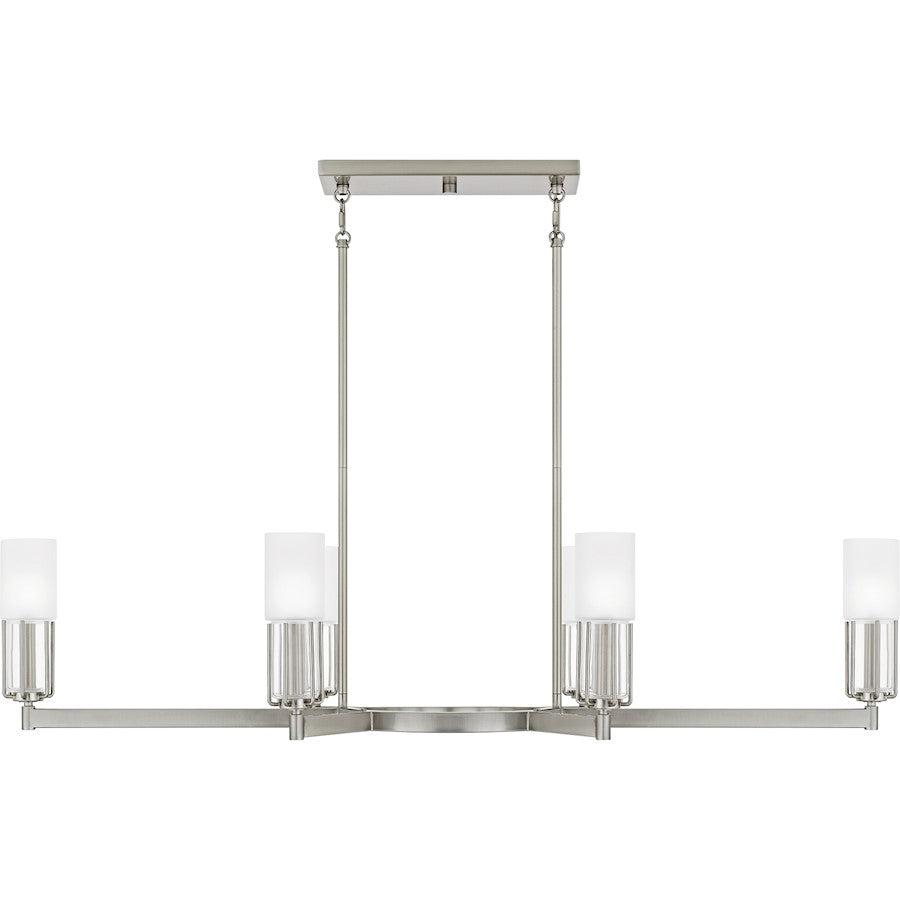 Cruz 6Light Island Light, Brushed Nickel/Clear Etched Glass