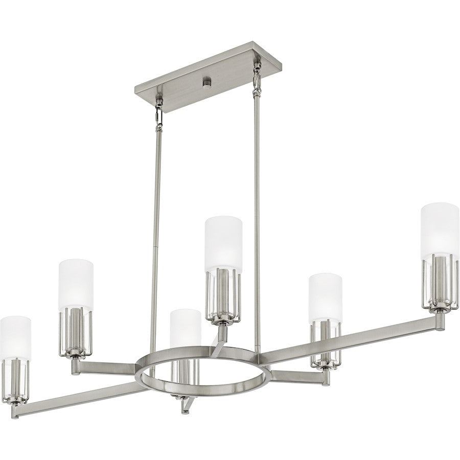 Cruz 6Light Island Light, Brushed Nickel/Clear Etched Glass