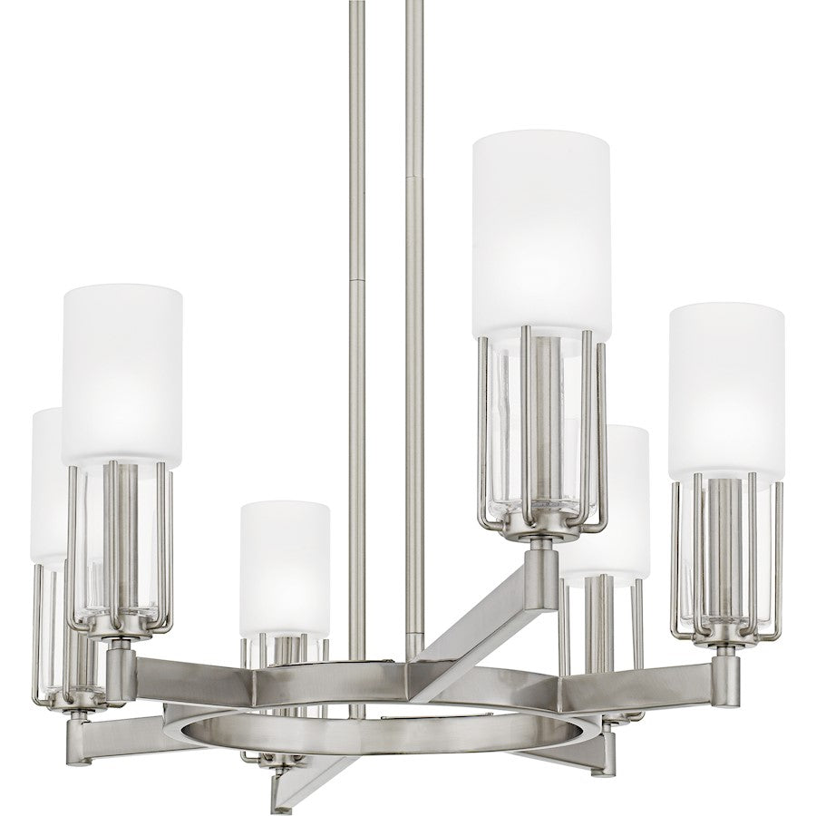 Cruz 6Light Island Light, Brushed Nickel/Clear Etched Glass
