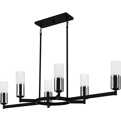 Cruz 6Light Island Light, Matte Black/Clear Etched Glass