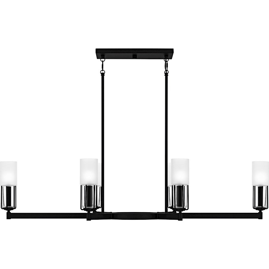 Cruz 6Light Island Light, Matte Black/Clear Etched Glass