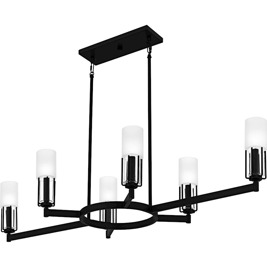 Cruz 6Light Island Light, Matte Black/Clear Etched Glass