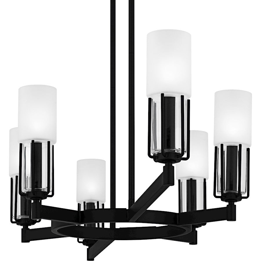 Cruz 6Light Island Light, Matte Black/Clear Etched Glass