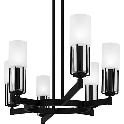 Cruz 6Light Island Light, Matte Black/Clear Etched Glass