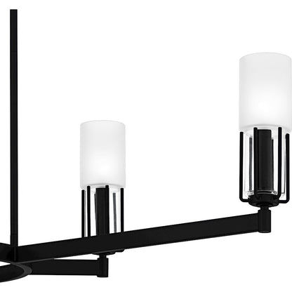 Cruz 6Light Island Light, Matte Black/Clear Etched Glass