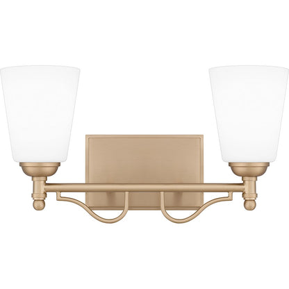 Quoizel Esther 2 Light Bath Light, Bronze Gold/Opal Etched Glass - ESR8616BGD