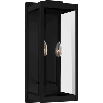 Quoizel Eastover 2Lt Outdoor Lantern, Earth Black/Clear Beveled - EVR8407EK