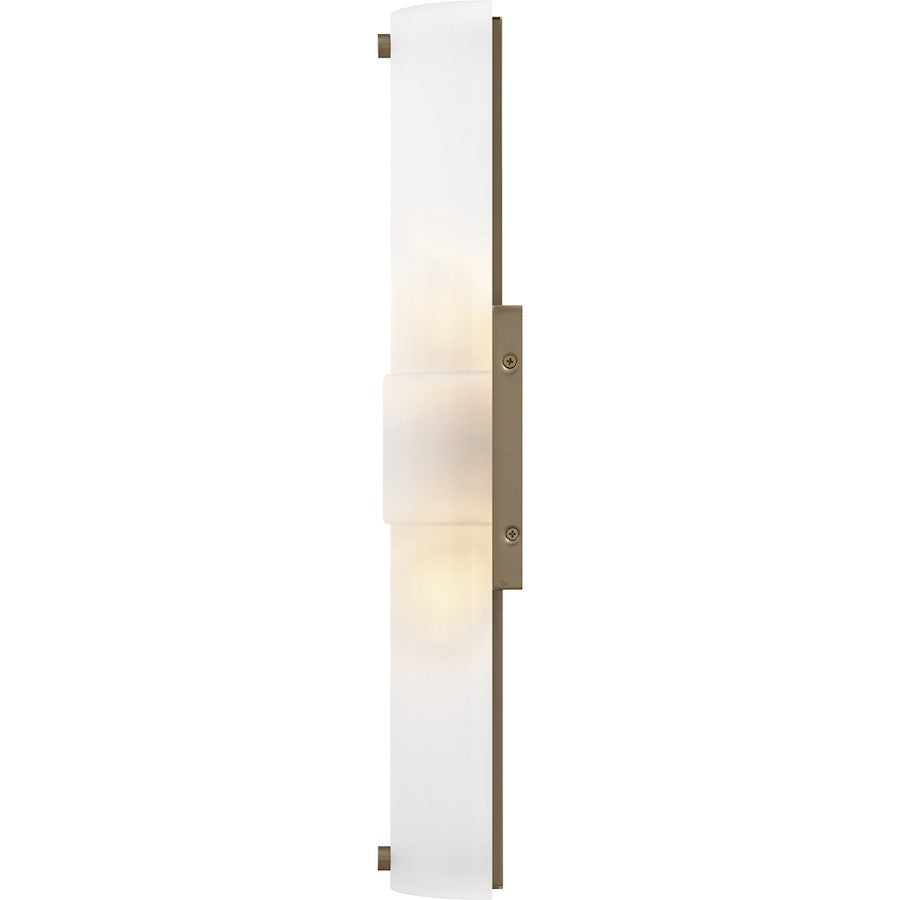 Finnegan 2Light 22" Wall Sconce, Bronze Gold/Etched Glass