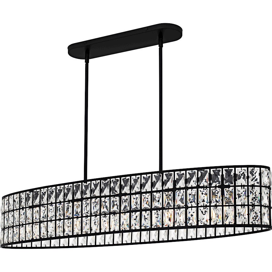 Quoizel Gibson 5Light Island Light, Matte Black/Clear Crystal Glass - GIB542MBK