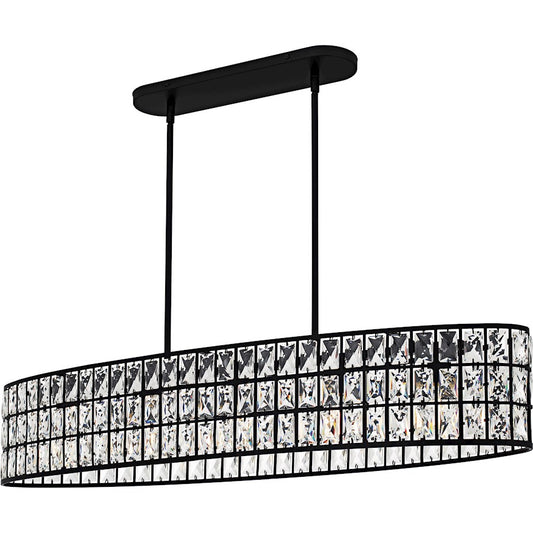 Quoizel Gibson 5Light Island Light, Matte Black/Clear Crystal Glass - GIB542MBK
