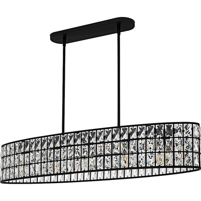 Gibson 5Light Island Light, Matte Black/Clear Crystal Glass