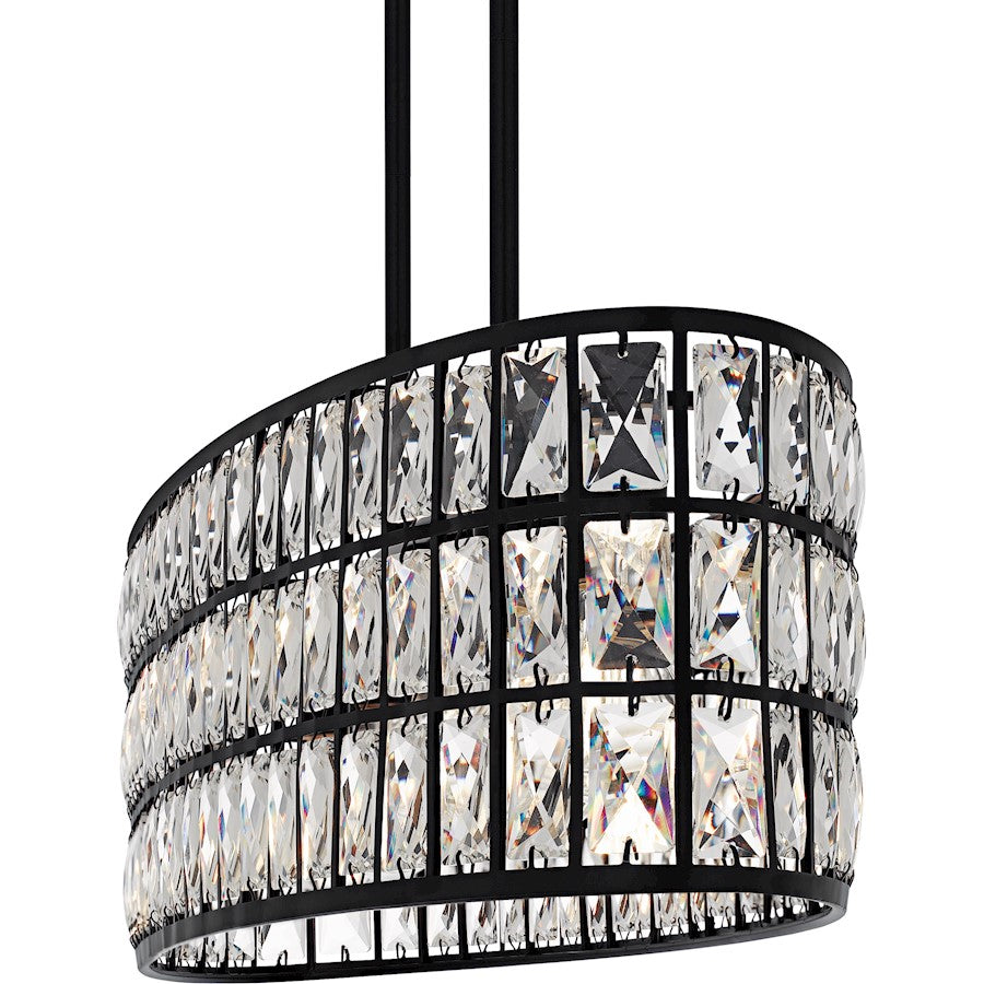 Gibson 5Light Island Light, Matte Black/Clear Crystal Glass