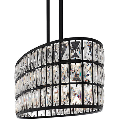 Gibson 5Light Island Light, Matte Black/Clear Crystal Glass