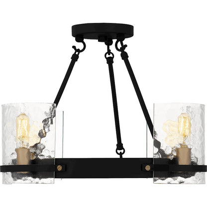 Gloucester 4Lt Semi-Flush Mount, Black/Clear Hammered