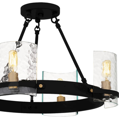 Gloucester 4Lt Semi-Flush Mount, Black/Clear Hammered