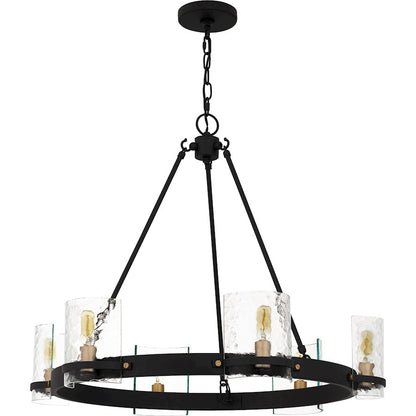 Gloucester 6Lt Chandelier, Black/Clear Hammered