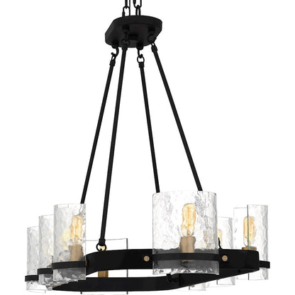 Gloucester 8Lt Island Light, Black/Clear Hammered