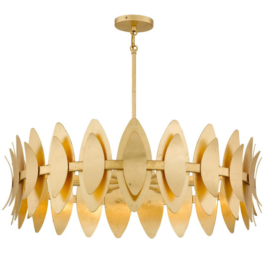 Quoizel Hayley 6-Lt Gold Leaf Pendant, Gold Leaf - HAY2837GFL