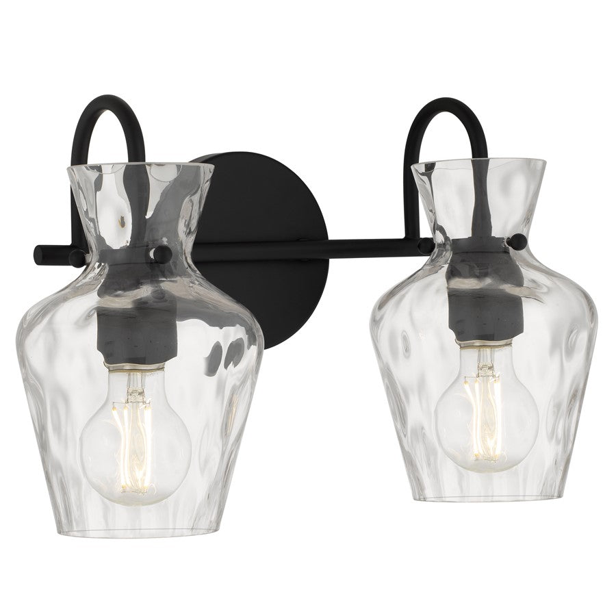 Quoizel Hollis 2-Lt Matte Black Vanity Light, Matte Black - HLL8614MBK