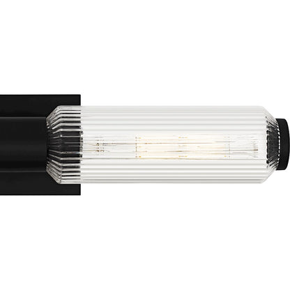 Hawes 2Light Bath Light, Matte Black/Clear Ribbed Glass