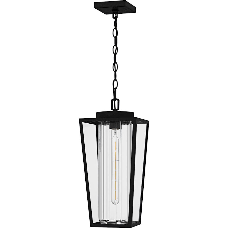 Jett 1Lt 19" Outdoor Lantern, Black/Clear/Ribbed/Clear