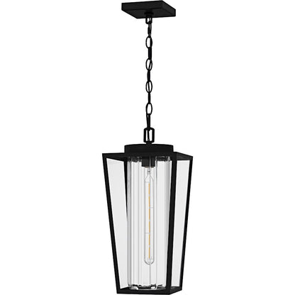 Jett 1Lt 19" Outdoor Lantern, Black/Clear/Ribbed/Clear