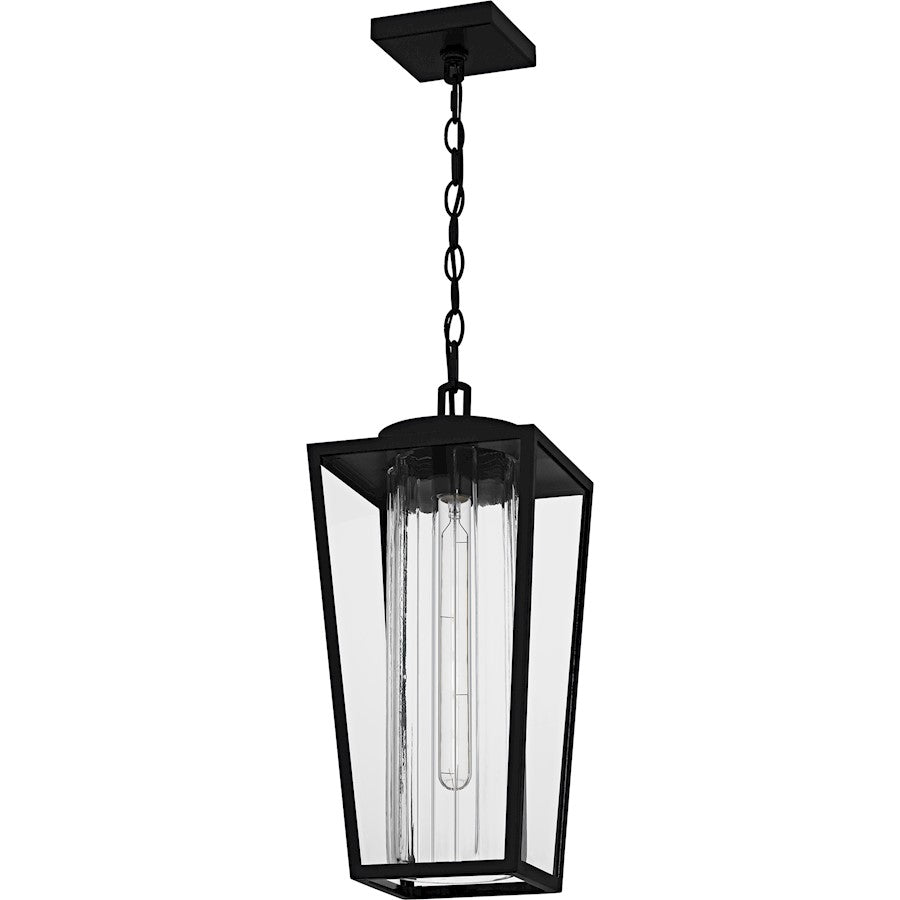 Jett 1Lt 19" Outdoor Lantern, Black/Clear/Ribbed/Clear