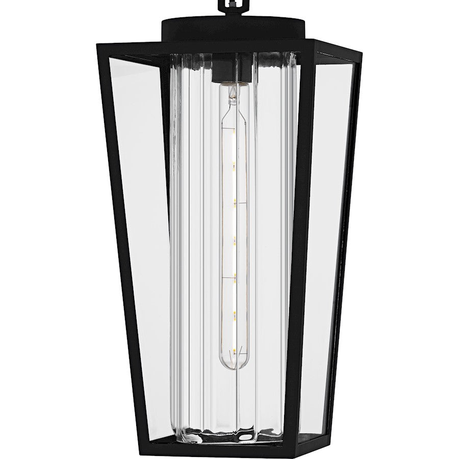 Jett 1Lt 19" Outdoor Lantern, Black/Clear/Ribbed/Clear