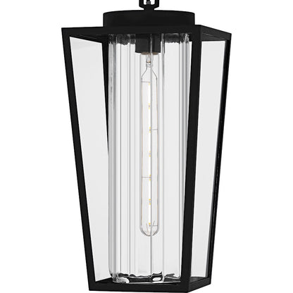 Jett 1Lt 19" Outdoor Lantern, Black/Clear/Ribbed/Clear