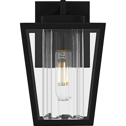 Jett 1Lt 10" Outdoor Lantern, Black/Clear/Ribbed/Clear