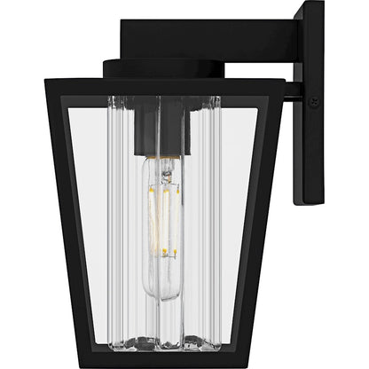Jett 1Lt 10" Outdoor Lantern, Black/Clear/Ribbed/Clear