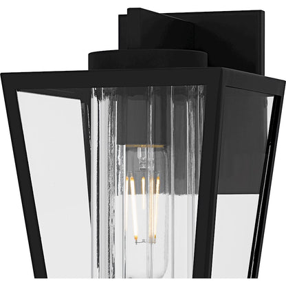Jett 1Lt 10" Outdoor Lantern, Black/Clear/Ribbed/Clear