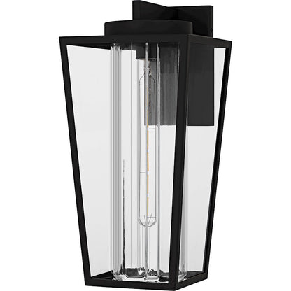 Jett 1Lt 18" Outdoor Lantern, Black/Clear/Ribbed/Clear