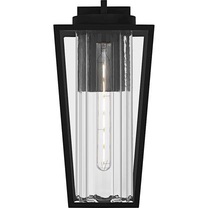Jett 1Lt 18" Outdoor Lantern, Black/Clear/Ribbed/Clear
