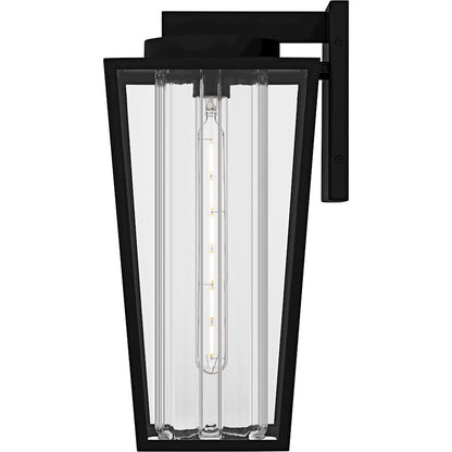 Jett 1Lt 18" Outdoor Lantern, Black/Clear/Ribbed/Clear