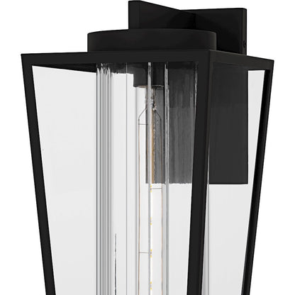 Jett 1Lt 18" Outdoor Lantern, Black/Clear/Ribbed/Clear