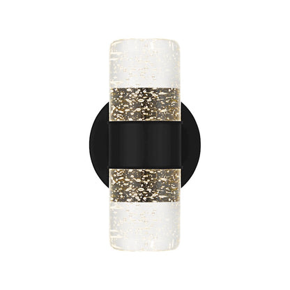 Kaia LED 9" Outdoor Lantern, Matte Black/Clear Bubble Glass
