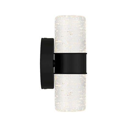 Kaia LED 9" Outdoor Lantern, Matte Black/Clear Bubble Glass
