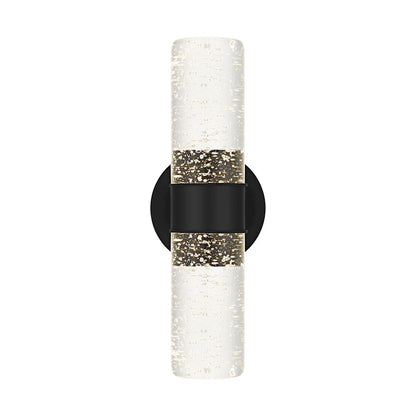 Kaia LED 14" Outdoor Lantern, Black/Clear Bubble Glass
