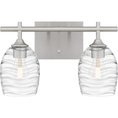 Quoizel Lucy 2 Light Bath Light, Brushed Nickel/Clear Optic Glass - LCY8615BN