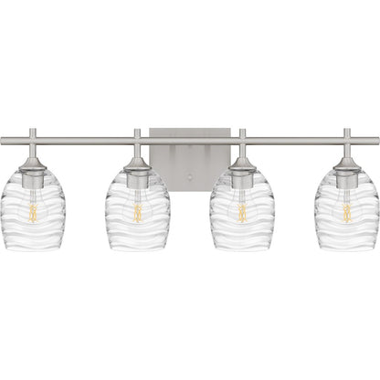 Lucy 4 Light Bath Light, Brushed Nickel/Clear Optic Glass
