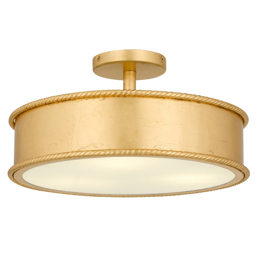 Quoizel Mara 3-Lt Gold Leaf Semi-Flush Mount, Gold Leaf - MARA1616GFL