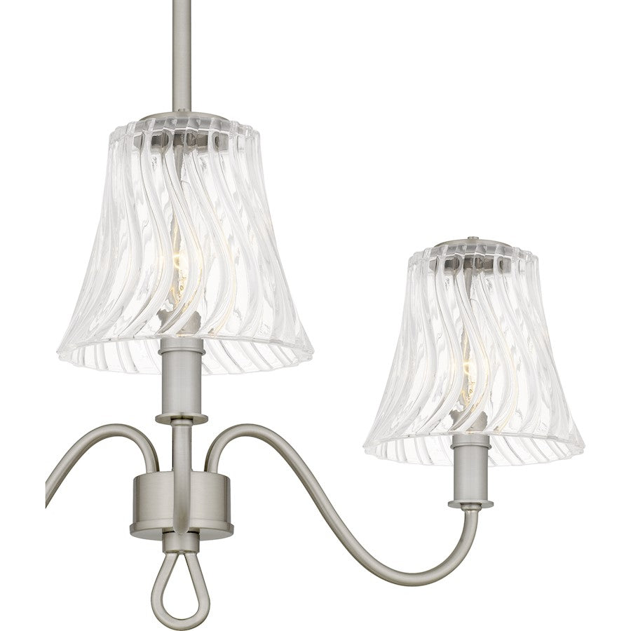 McKinney 3Light Chandelier, Brushed Nickel/Clear Swirl Glass